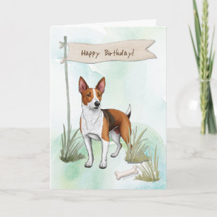 Basenji-Rasse Hund außerhalb unter Geburtstagszeic Karte