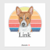 Basenji Retro Sunset Personalisierter Name Aufkleber (Blatt)