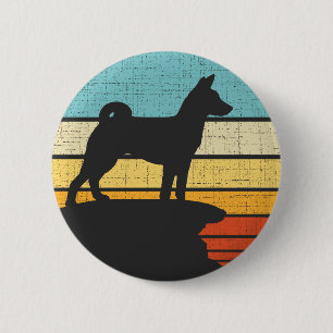 Basenji Retro Vintager Hund Welpenbesitzer Lover Button