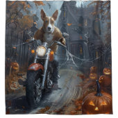 Basenji Riding Motorrad Halloween Beängstigend Duschvorhang (Vorderseite)