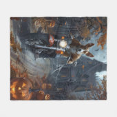 Basenji Riding Motorrad Halloween Beängstigend Fleecedecke (Vorderseite (Horizontal))