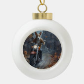 Basenji Riding Motorrad Halloween Beängstigend Keramik Kugel-Ornament (Vorderseite)