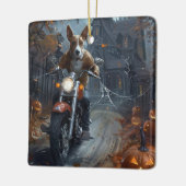 Basenji Riding Motorrad Halloween Beängstigend Keramikornament (Links)