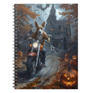Basenji Riding Motorrad Halloween Beängstigend Notizblock