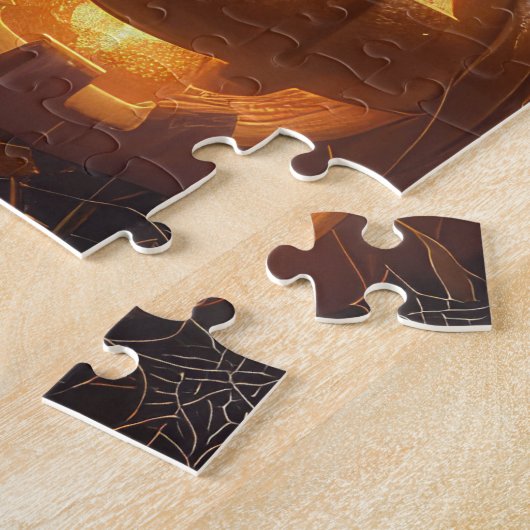 Basenji Riding Motorrad Halloween Beängstigend Puzzle (Seite)