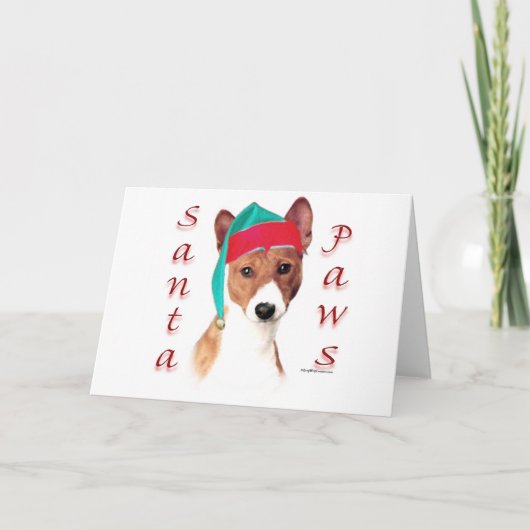 Basenji Santa Paws Feiertagskarte (Vorderseite)