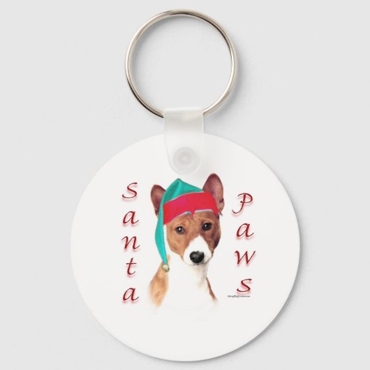 Basenji Santa Paws Schlüsselanhänger (Vorderseite)