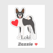 Basenji Schwarz-Weiß-Personalisierter Name Niedlic Aufkleber (Blatt)