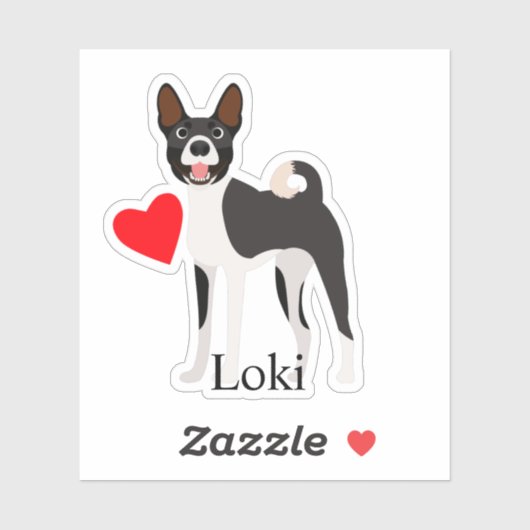 Basenji Schwarz-Weiß-Personalisierter Name Niedlic Aufkleber (Blatt)