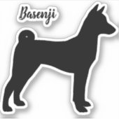 Basenji-Silhouette Cool Hundebrasse Vinyl Sticker (Vorderseite)