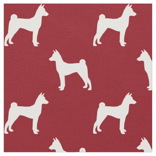 Basenji Silhouette-Muster-Rot Stoff (Nahaufnahme)