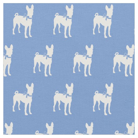 Basenji Silhouette Pet Light Blue Stoff (Nahaufnahme)