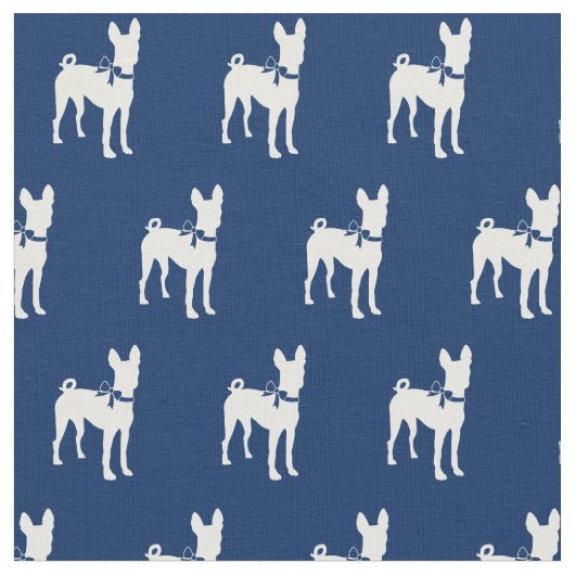 Basenji Silhouette Pet Navy Blue Stoff (Nahaufnahme)