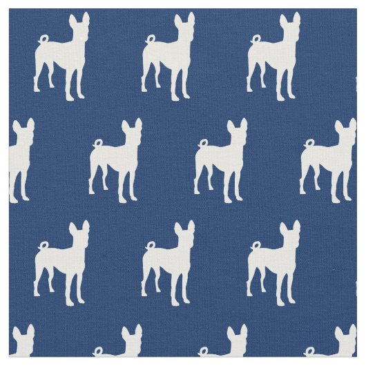 Basenji Silhouette Pet Navy Blue Stoff (Nahaufnahme)