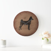 Basenji Silhouette Rustikal Große Wanduhr (Zuhause)
