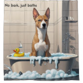 Basenji Sloppy Sleepy Niedlich Funny Duschvorhang (Vorderseite)