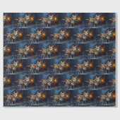 Basenji Snowy Sleigh Weihnachtsdekor Geschenkpapier (Flach)