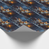 Basenji Snowy Sleigh Weihnachtsdekor Geschenkpapier (Ecke)