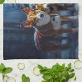 Basenji Snowy Sleigh Weihnachtsdekor Geschirrtuch (Gefaltet)