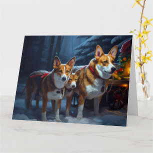 Basenji Snowy Sleigh Weihnachtsdekor Karte