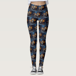 Basenji Snowy Sleigh Weihnachtsdekor Leggings