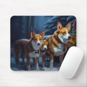 Basenji Snowy Sleigh Weihnachtsdekor Mousepad (Mit Mouse)