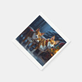 Basenji Snowy Sleigh Weihnachtsdekor Serviette (Ecke)