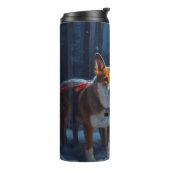 Basenji Snowy Sleigh Weihnachtsdekor Thermosbecher (Nach links gedreht)