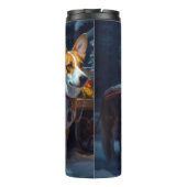 Basenji Snowy Sleigh Weihnachtsdekor Thermosbecher (Rückseite)