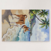 Basenji-Strand-Neugier-Szene Puzzle (Horizontal)
