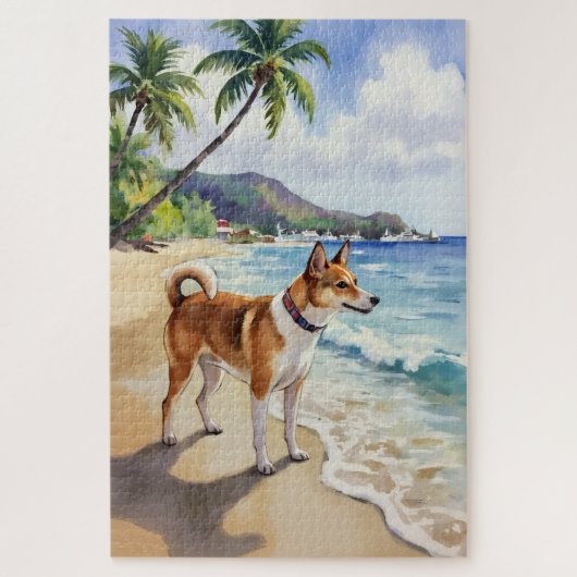 Basenji-Strand-Neugier-Szene Puzzle (Vertikal)