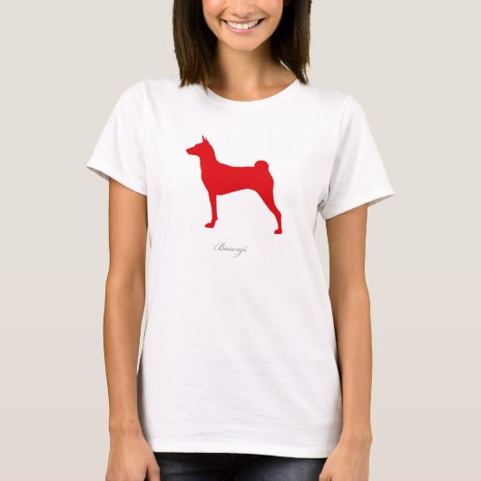Basenji T - Shirt (rote Silhouette) (Vorderseite)