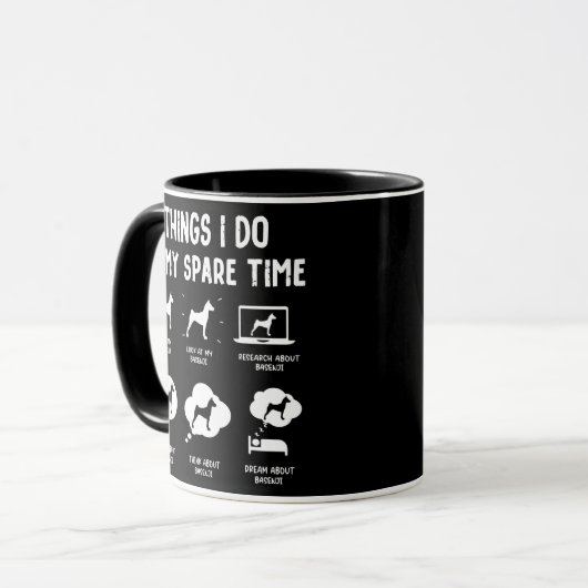 Basenji Things Do Spare Time Funny Dog Mom Dad Tasse (Vorderseite Links)