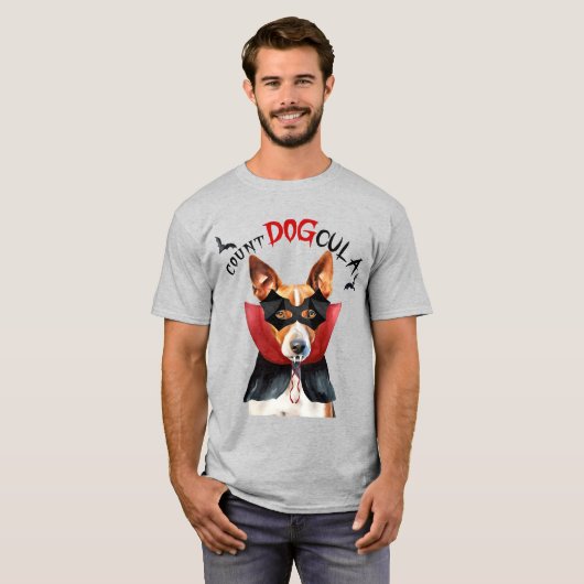 Basenji Vampire Dog Funny Halloween T-Shirt (Vorne ganz)