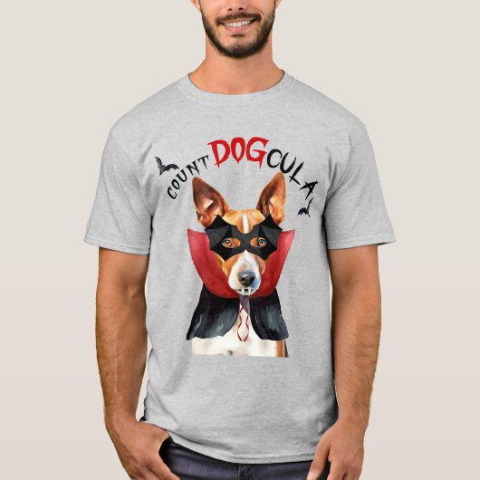 Basenji Vampire Dog Funny Halloween T-Shirt (Vorderseite)