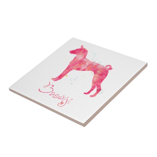 Basenji Watercolor Fliese (Seite)