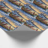 Basenji-Weihnachtsboot-Feiertag Geschenkpapier (Ecke)
