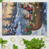 Basenji-Weihnachtsboot-Feiertag Geschirrtuch (Gefaltet)
