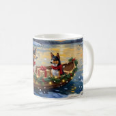 Basenji-Weihnachtsboot-Feiertag Kaffeetasse (VorderseiteRechts)