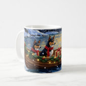 Basenji-Weihnachtsboot-Feiertag Kaffeetasse (Vorderseite Links)