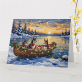 Basenji-Weihnachtsboot-Feiertag Karte (Gelbe Blume)