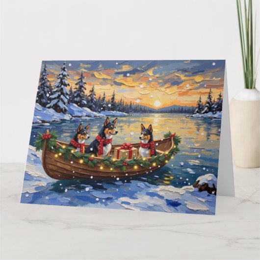Basenji-Weihnachtsboot-Feiertag Karte (Vorderseite)