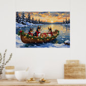 Basenji-Weihnachtsboot-Feiertag Poster (Küche)