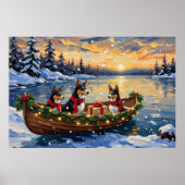Basenji-Weihnachtsboot-Feiertag Poster (Vorne)