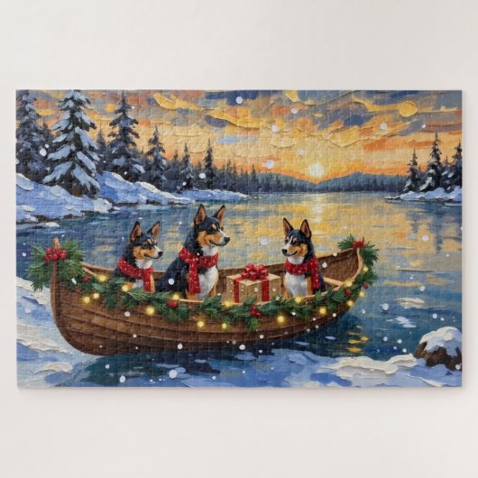 Basenji-Weihnachtsboot-Feiertag Puzzle (Horizontal)