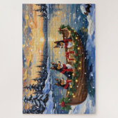 Basenji-Weihnachtsboot-Feiertag Puzzle (Vertikal)