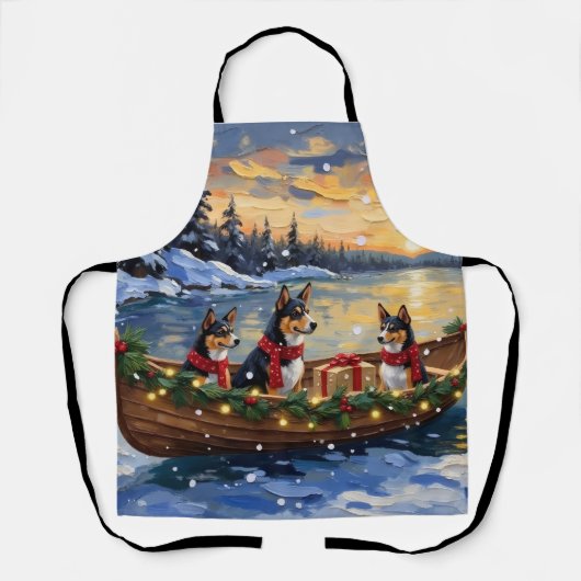 Basenji-Weihnachtsboot-Feiertag Schürze (Vorderseite)