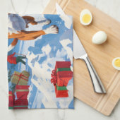 Basenji Weihnachtsfest Schneeszene Geschirrtuch (Viertel Falte)
