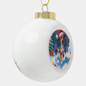 Basenji Weihnachtsfest Schneeszene Keramik Kugel-Ornament (Links)
