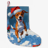 Basenji Weihnachtsfest Schneeszene Kleiner Weihnachtsstrumpf (Vorderseite)